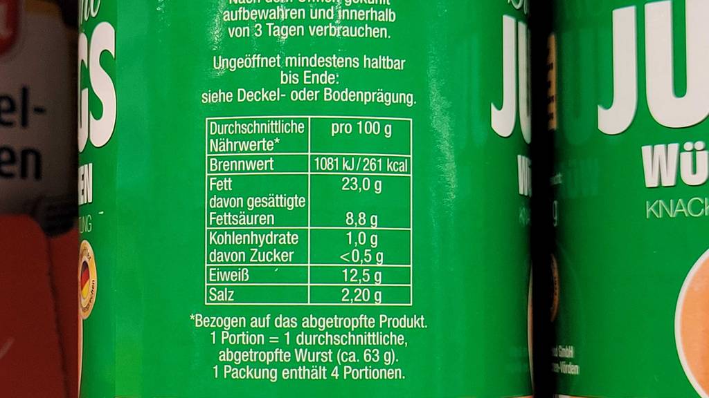 Die Nährwertangaben der getesteten Dosenwurst im Fokus.