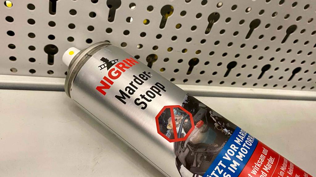 Getestet: Nahaufnahme des Sprühkopfes eines Mardersprays.