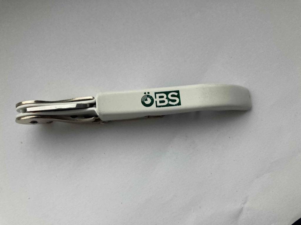 Ein getestetes Kellnermesser zusammengeklappt von oben.