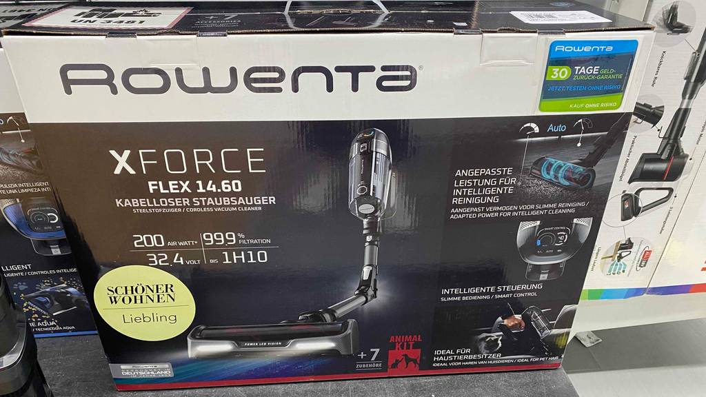 Rowenta-Akku-Staubsauger im Test: Originalverpackung des Rowenta-Akku-Staubsaugers.