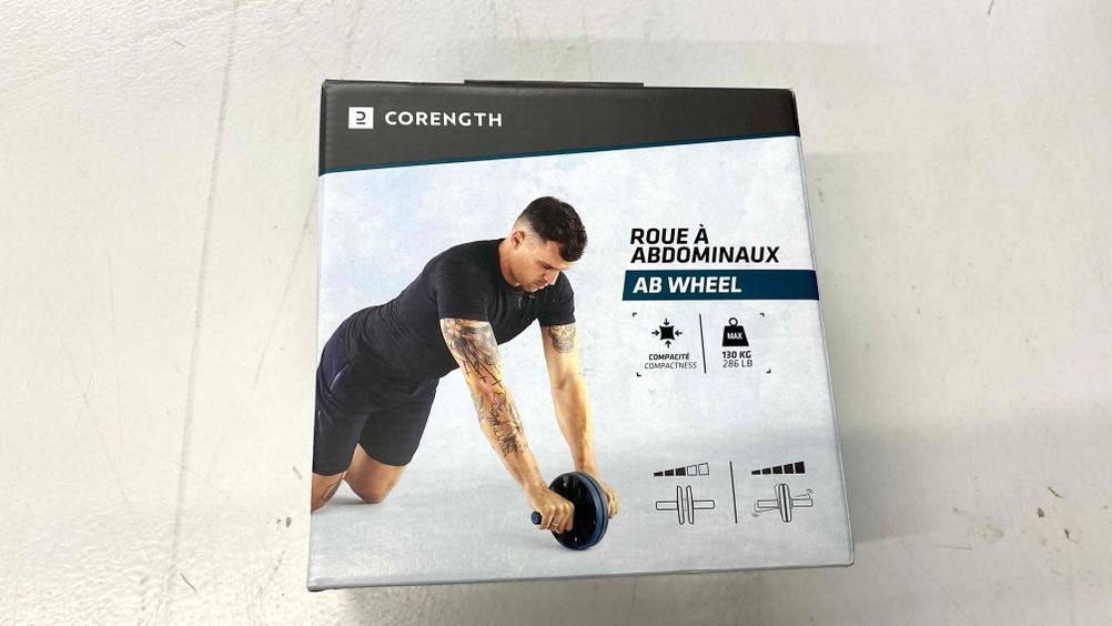 Bauchroller-Test: Verpackung von Bauchroller, der für ein Gewicht bis maximal 130 kg geeignet ist.
