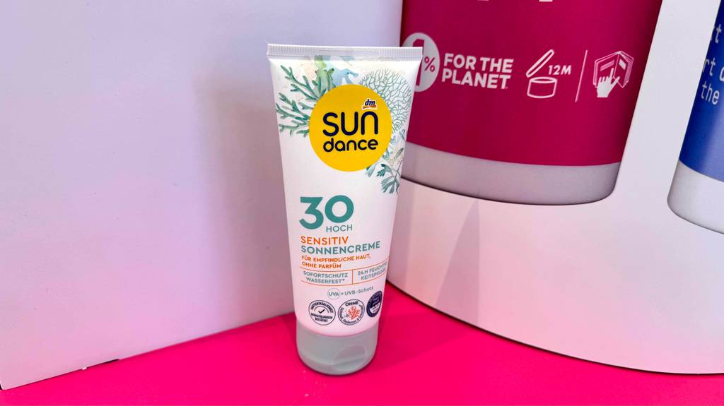 Die getestete Sonnencreme für empfindliche Haut von Sun Dance von vorn ersichtlich.