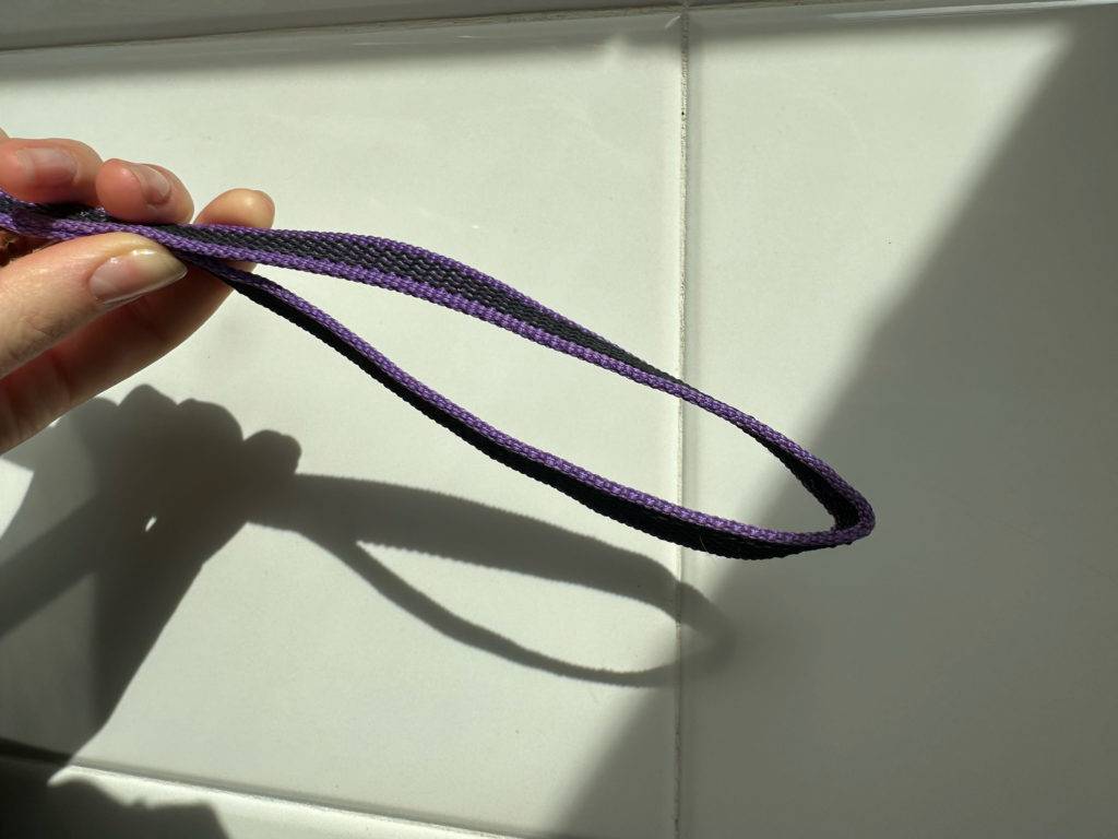 Welpenleine im Test: eine Welpenleine wird in der Hand gehalten, mit Blick auf die Schlaufe.