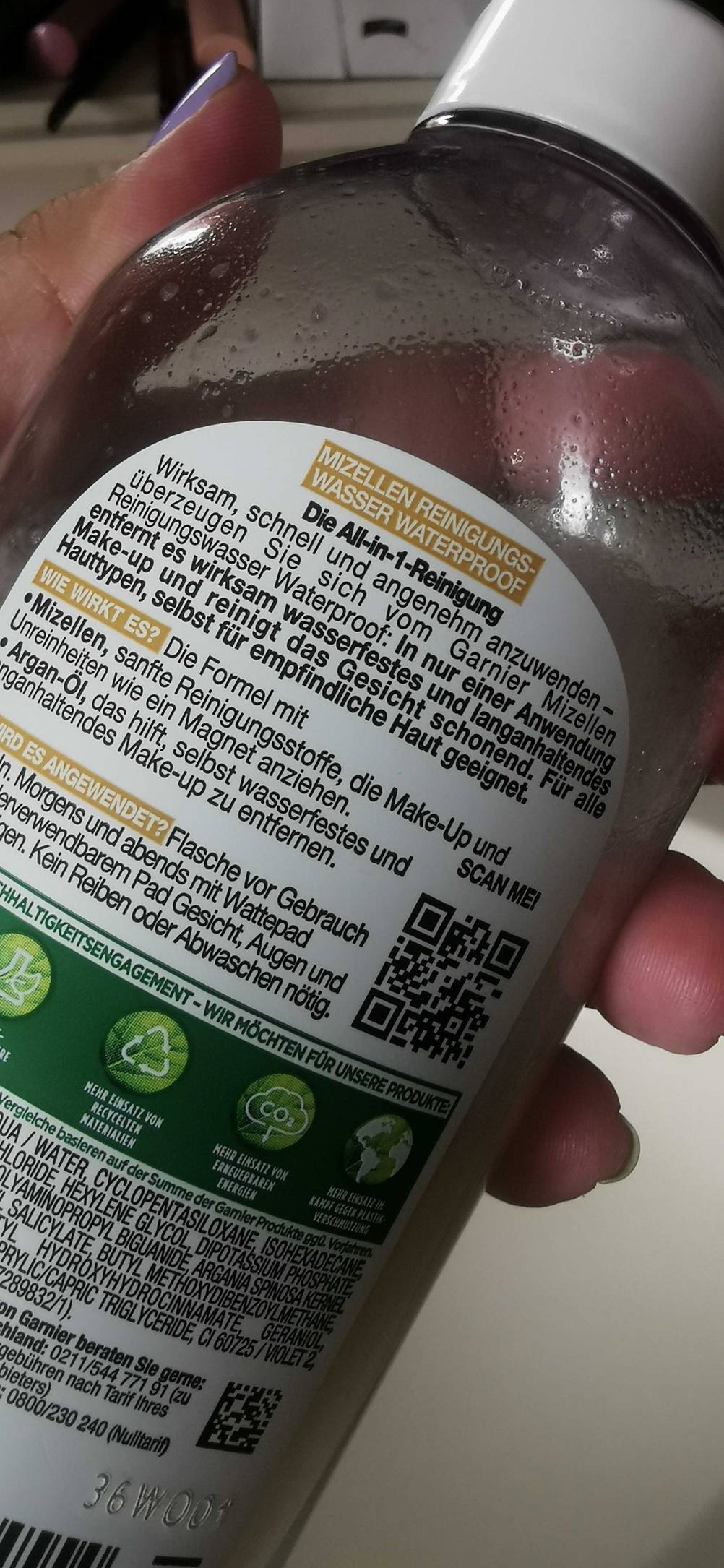 Mizellenwasser Rückseite der Verpackung.