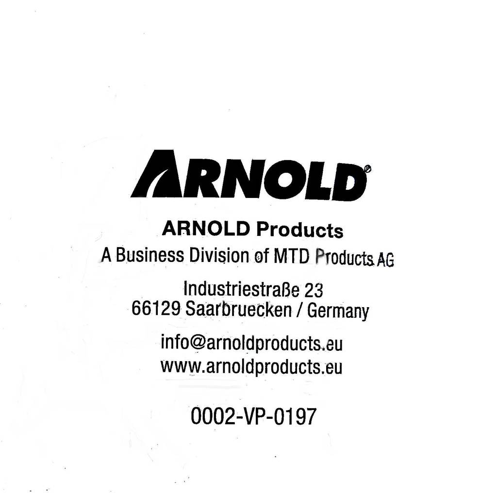 Rasenmäher-Zündkerzen-Test: Ansicht des Etiketts der Firma Arnold Products.