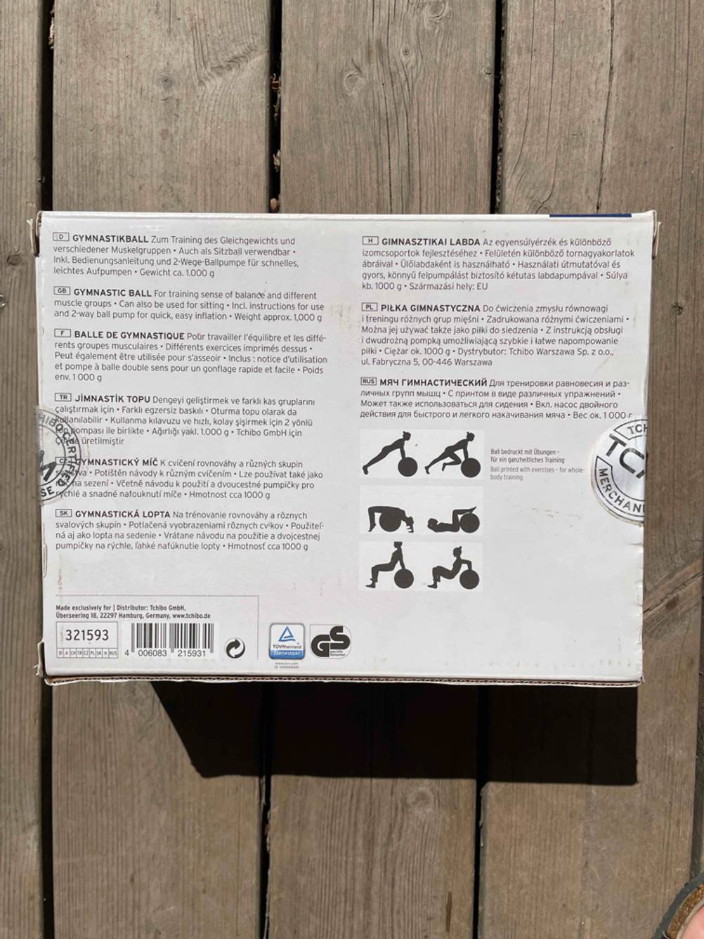 Verpackung von Gymnastikball.
