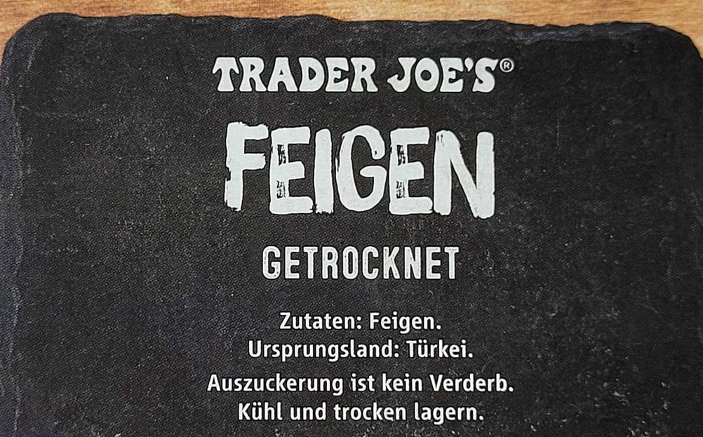 Getrocknete Feigen getestet: Nahaufnahme Label mit Logo.