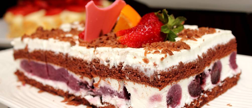 Blackforest, chocolate cake with cherries in it.