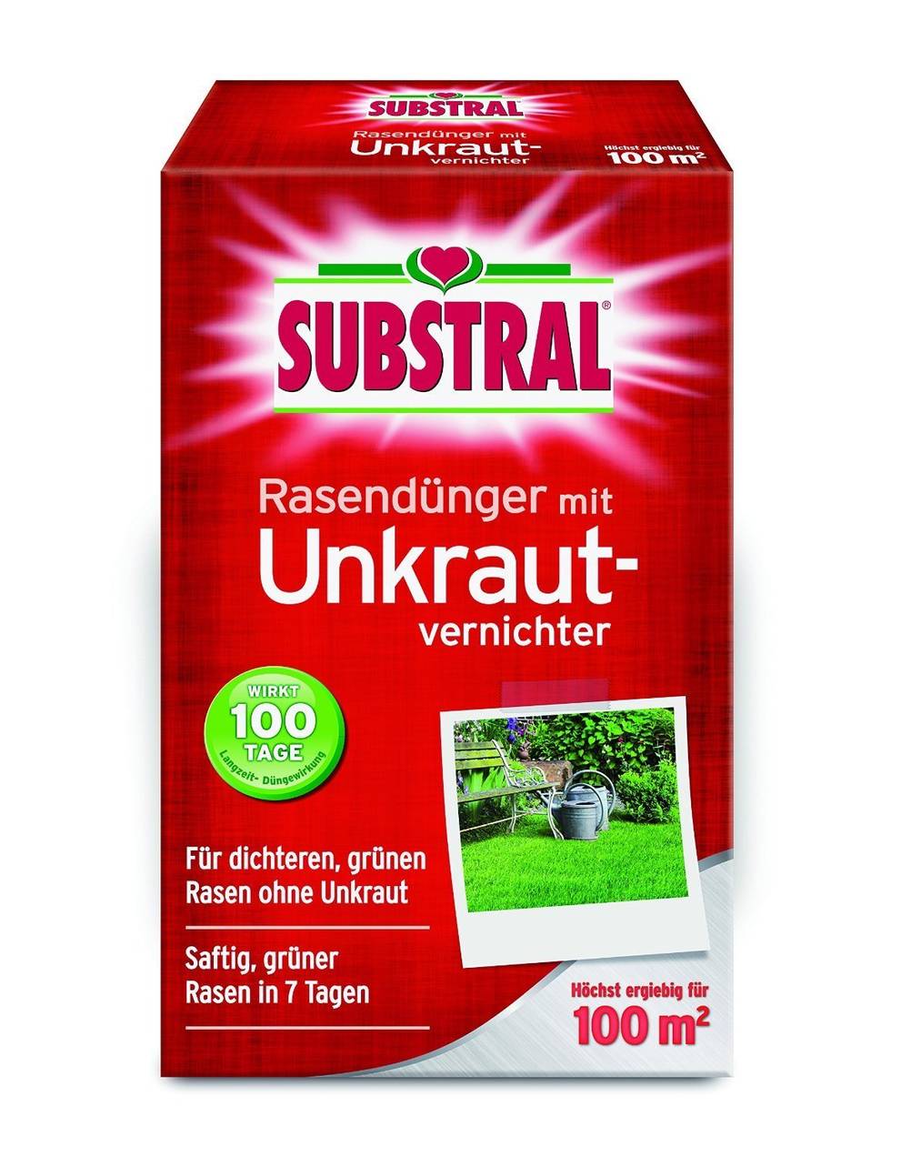 Der Substral Rasendünger ist nicht nur nährstoffreich, sondern er ist auch ein guter Unkrautvernichter.
