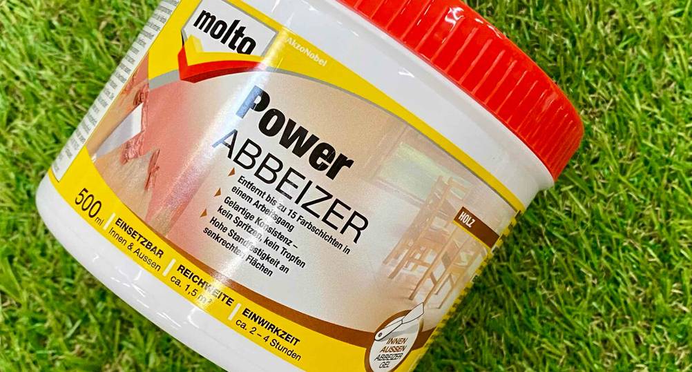 Abbeizer getestet: Nahaufnahme des Labels auf der Dose.