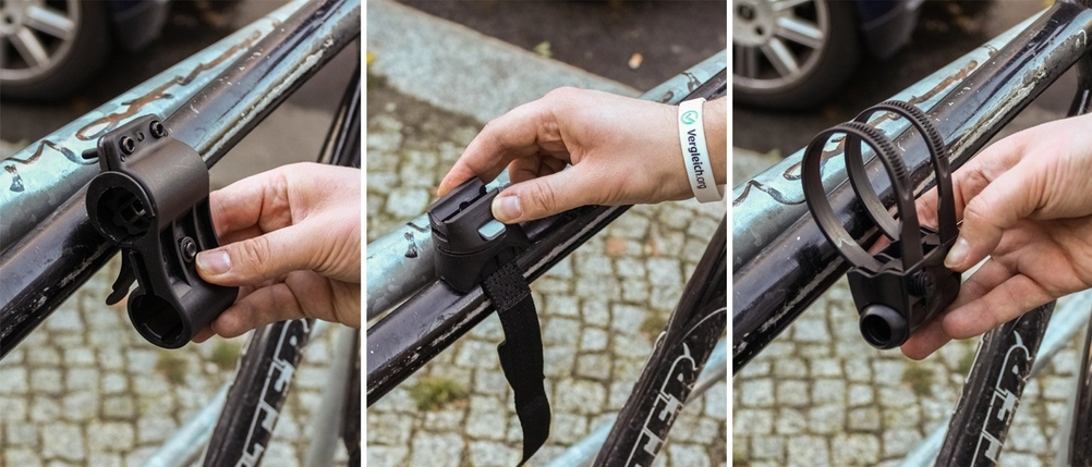 An Bügelschlössern werden Halter befestigt.