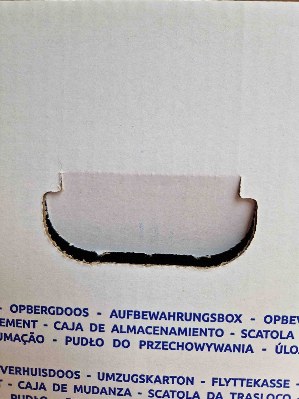 Im Test: Detailaufnahme des Griffs eines Umzugskartons.