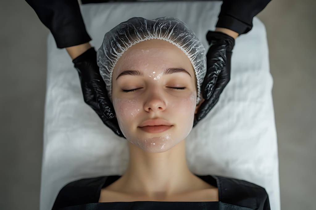 Peeling-Pads-Test: Bei einer Frau wird gerade eine Gesichtsbehandlung gemacht.