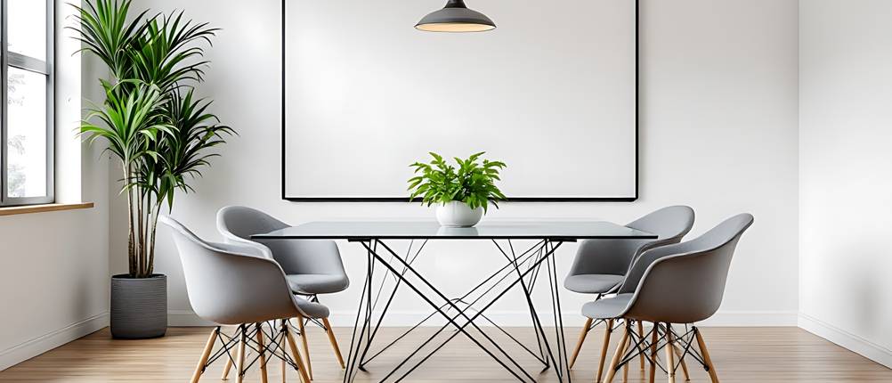 Glasheizkörper im Test: Whiteboard in einem Besprechungsraum als Heizkörper.