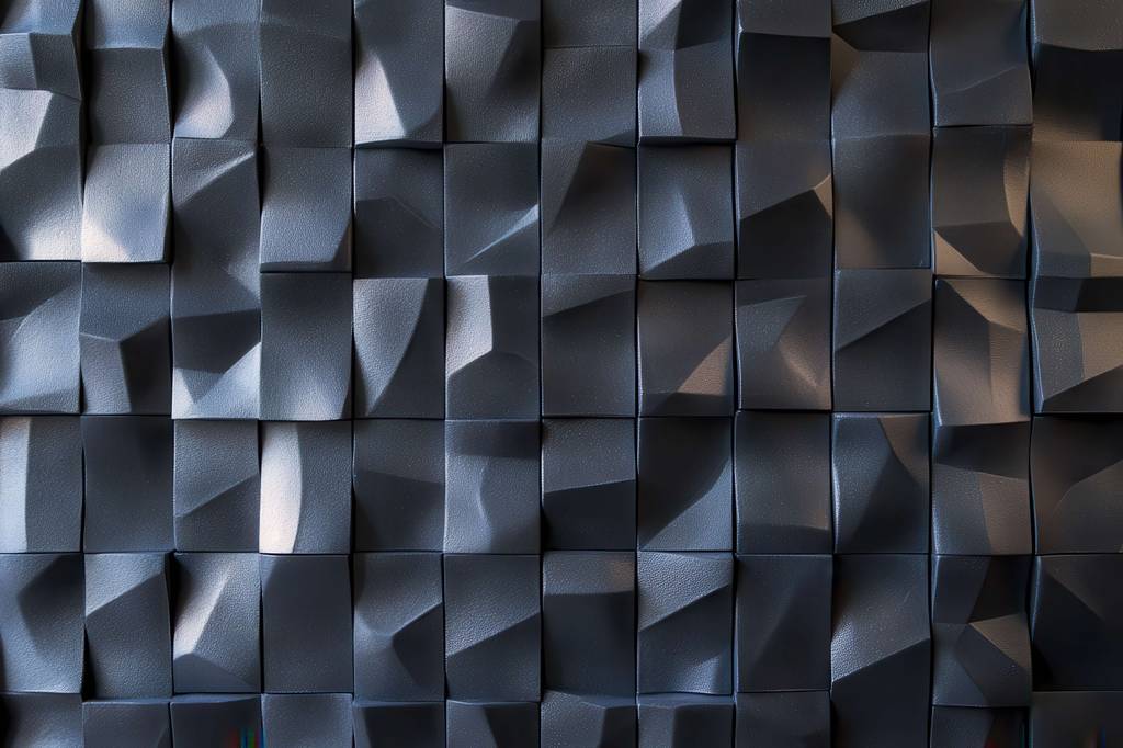 Klipsch-Lautsprecher im Test: Eine Akustikwand aus schwarzen geformten Kunststoffteilen.