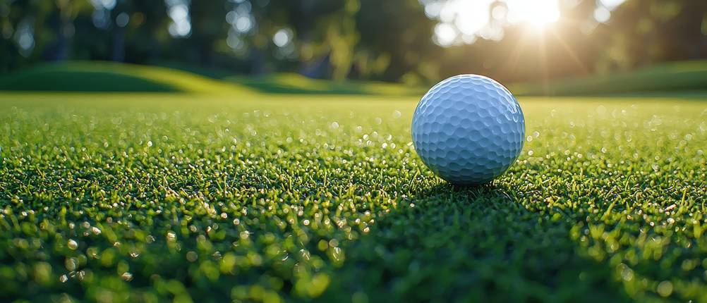Lakeballs-Test: Ein weißer Golfball liegt auf einem Rasen.