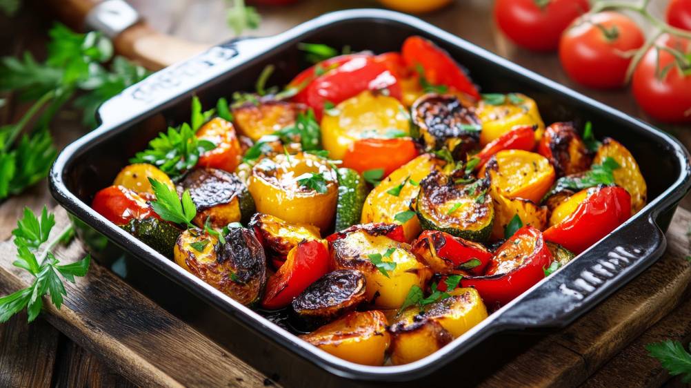 Exquisit-Backofen im Test: Backofengemüse fertig zubereitet in einer Auflaufform