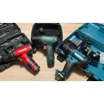 Akkuschrauber-Test: Makita, Bosch und Einhell Modelle mit Transportkoffern, Ladegeräten und Akkus im Vergleich