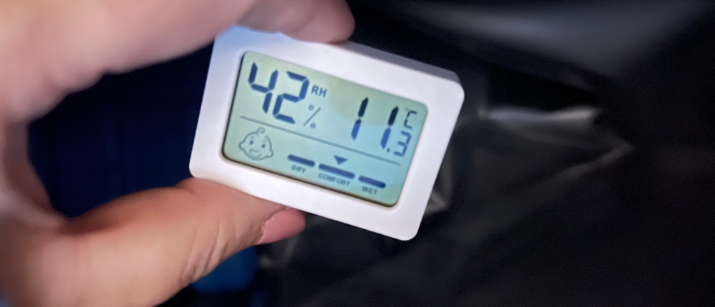 Das Hygrometer in der Alfi isoBag zeigt 11,3 °C an
