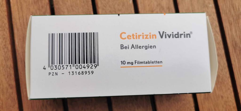 Verpackung von allergietabletten mit Barcode