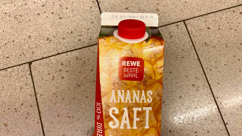 Ananassaft-Test: Oberer Teil der Verpackung mit Verschluss