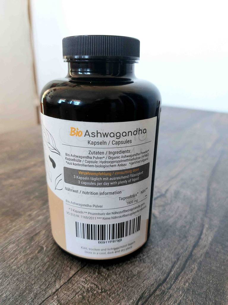 Eine Flasche Ashwagandha Kapseln