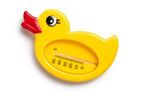 Manche Baby-Pflegesets der Apotheke enthalten auch ein Badethermometer, zum Test der Temperatur des Badewassers.