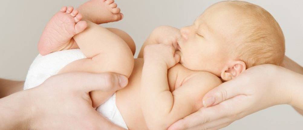 Neugeborenes schläft in den Händen der Eltern babywippe test