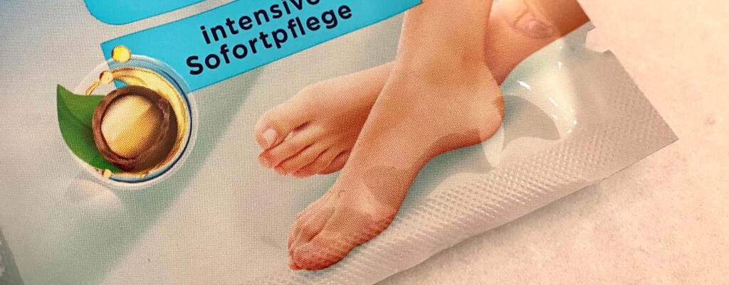 Fussmasken im Test: ein Cremeprodukt in einem Beutel zur einmaligen Anwendung.