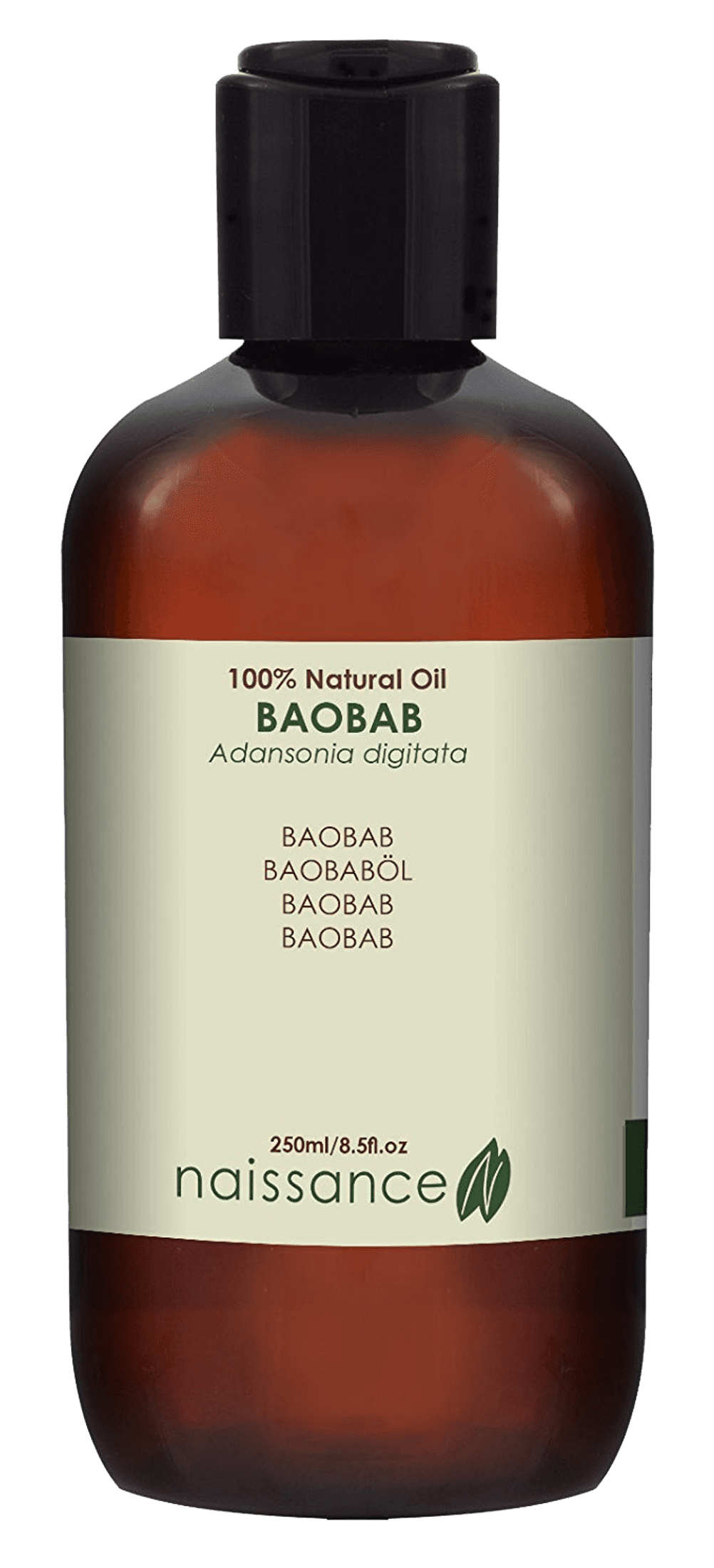 Baobab-Test: Eine Flasche mit Baobab-Öl. 