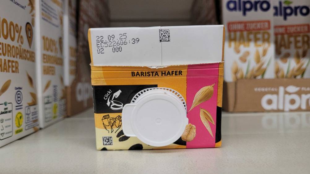 Barista-Haferdrink getestet: Nahaufnahme der Verschlusskappe von oben.