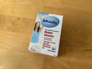 Mivolis-Verpackung für Basentabletten.