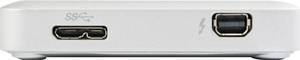 Diese externe SSD-Festplatte mit Thunderbolt- und USB-Micro-B-Anschluss ist mit sehr vielen Computern und anderen Geräten kompatibel.