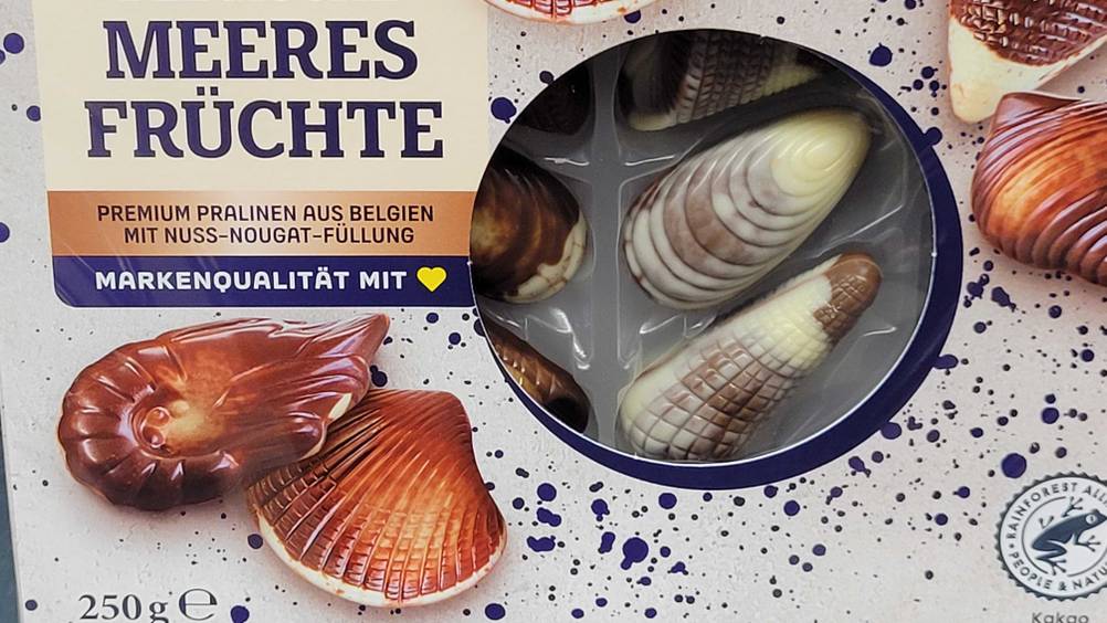 Belgische Pralinen im Test: Nahaufnahme der Verpackung von vorne.