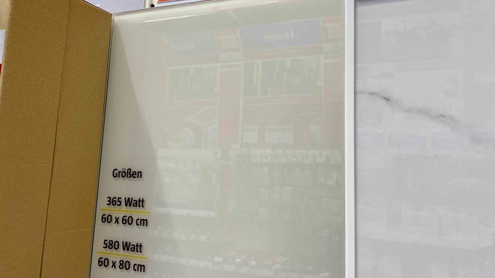 Der getestete Glasheizkörper ist in verschiedenen Größen erhältlich.