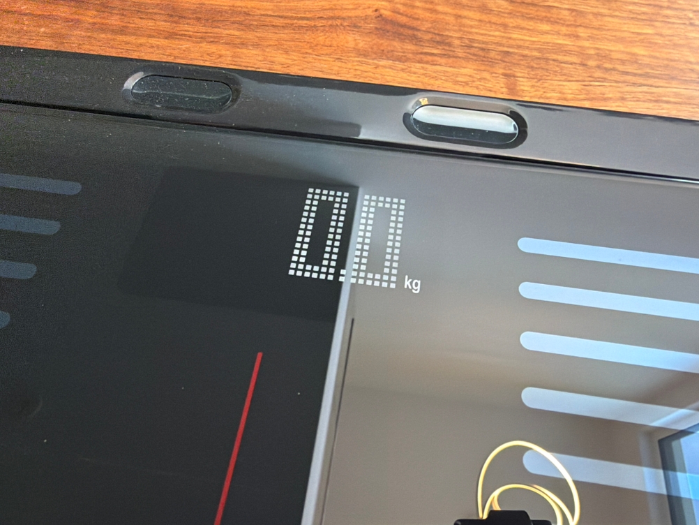 Das Display der Beurer BF 990 zeigt 0,0 kg an