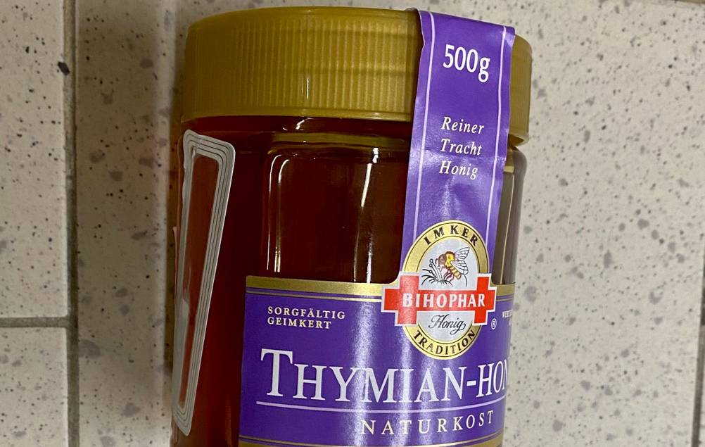Thymianhonig-Test: ein 500-g-Glas mit Bihophar-Honig.