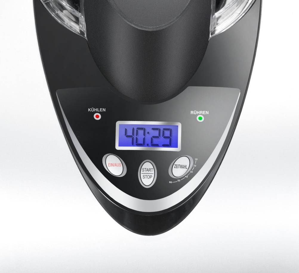 Eismachine mit digitaler Zeitanzeige und verstellbarem Timer (Modell: Unold 48840).