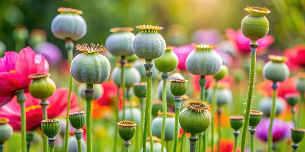 Blaumohn-Test: Ein Feld mit Blaumohn-Pflanzen. 