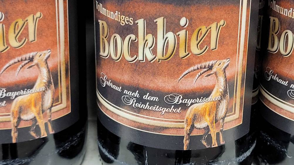 Bockbier getestet: Nahaufnahme des Labels mit Grafik und Artikelbezeichnung.
