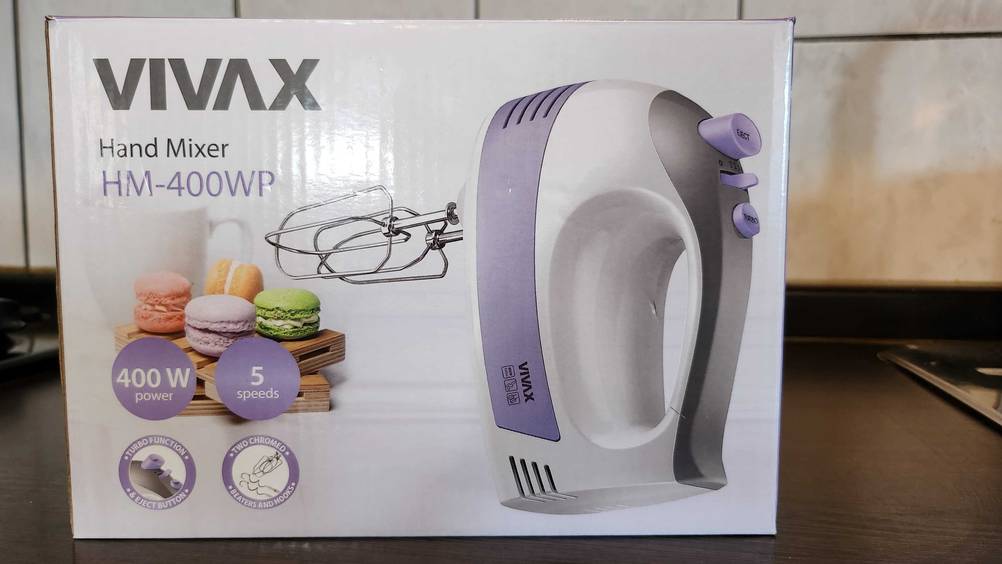 Die Originalverpackung des Bosch-Handmixers im Test von Vorne.