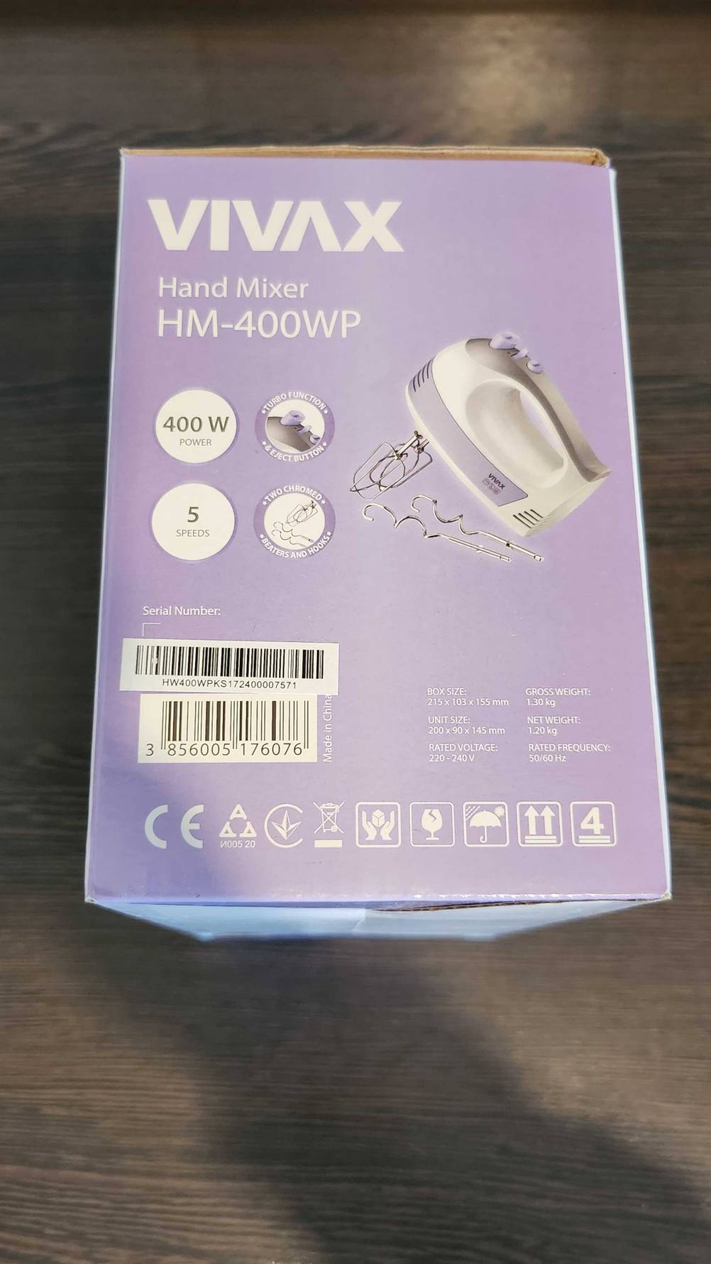 Seitenansicht der Originalverpackung des getesteten Bosch-Handmixers.