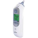 Ohrthermometer mit beleuchtetem Display in weißer Farbe.