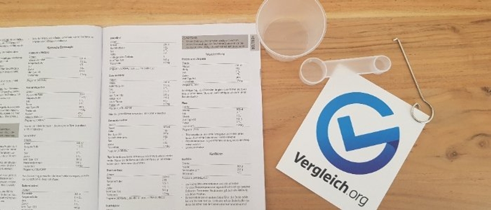 Zubehör für die Herstellung eines Brotes im Brotbackautomaten auf einem Holztisch.