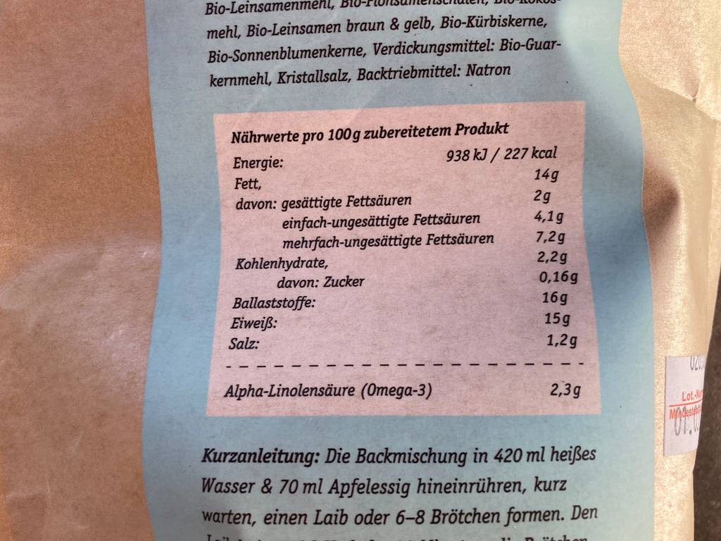 Organic Workout Brotbackmischung