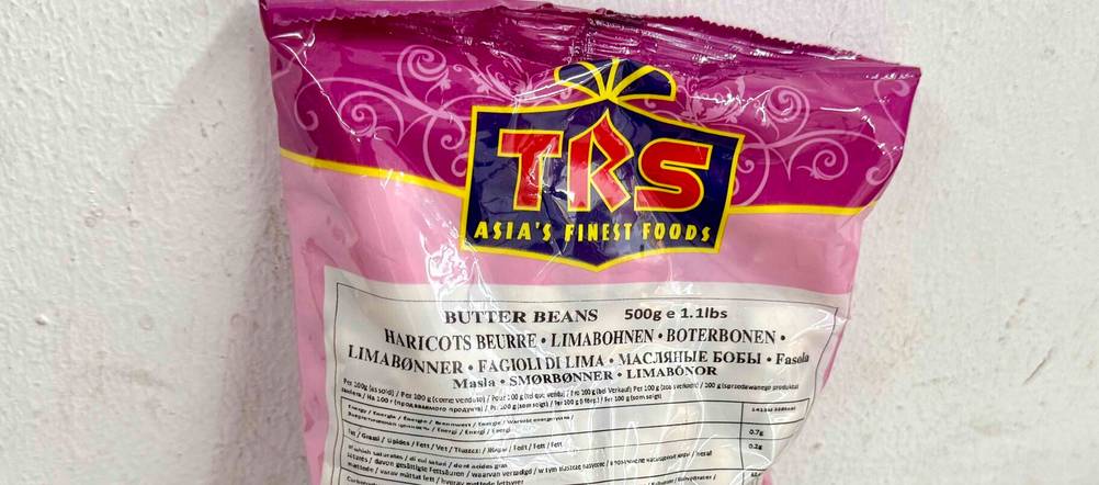 Butterbohnen getestet: Nahaufnahme der Verpackung mit Logo.