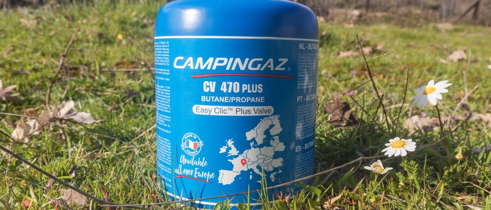 Campingaz-Gaskocher-Test: Eine Gaskartusche von Campingaz.