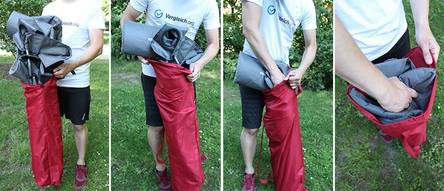 Campingstuhl in Tragetasche packen