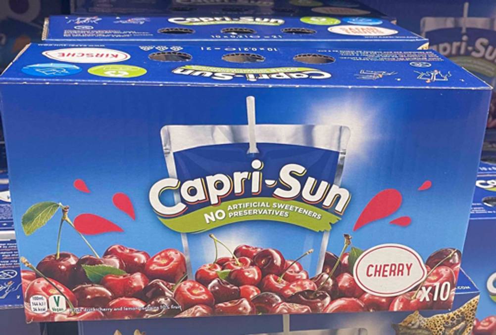 Capri-Sun im Test: Die Verpackung der einzelnen Trinkpackungen.