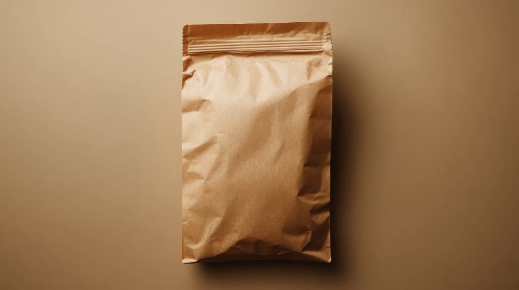 Chaga-Tee-Test: Ein brauner Standbodenbeutel. 